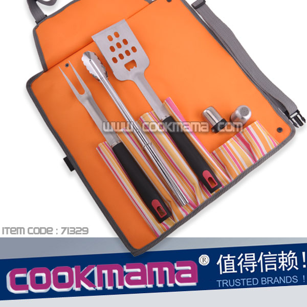 5pcs PP plastic bbq tools set with apron