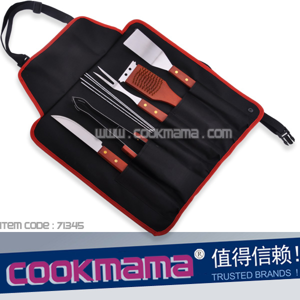 9pcs stainless steel barbeque set with apron