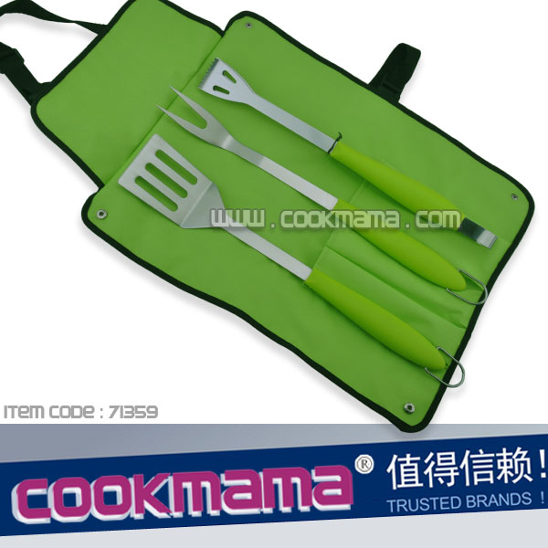 3pcs PP plastic bbq tools with apron