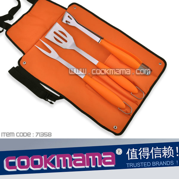 3pcs PP plastic bbq tools with apron