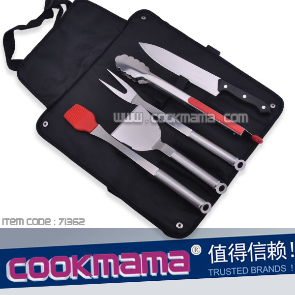 5pcs stainless steel bbq tools with apron