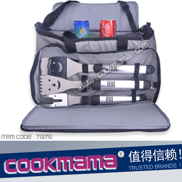3pcs aluminum handle Cooler bag BBQ set,ice bag bbq tools