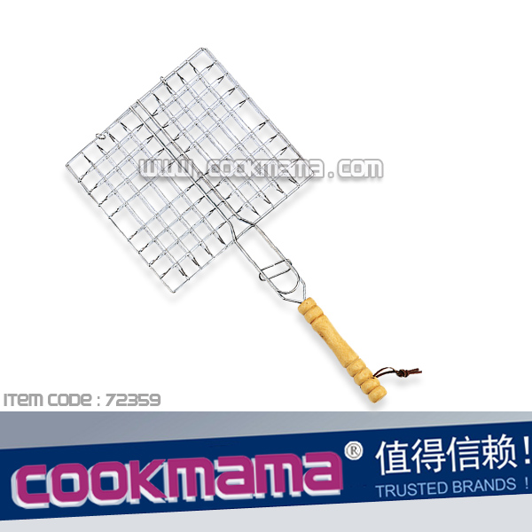 chrome plated Broiler Basket with wood handle