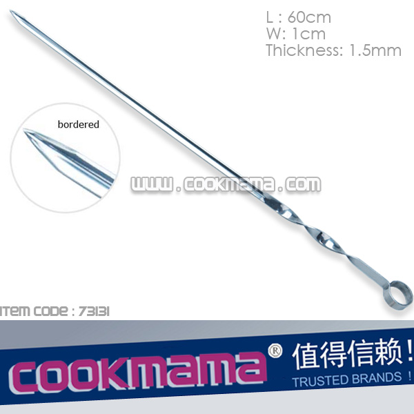 60cm stainless steel bbq skewers with "L" shape bend