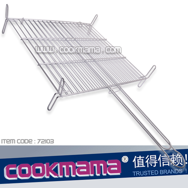 galvanized platedl grilling basket with legs 50x50cm