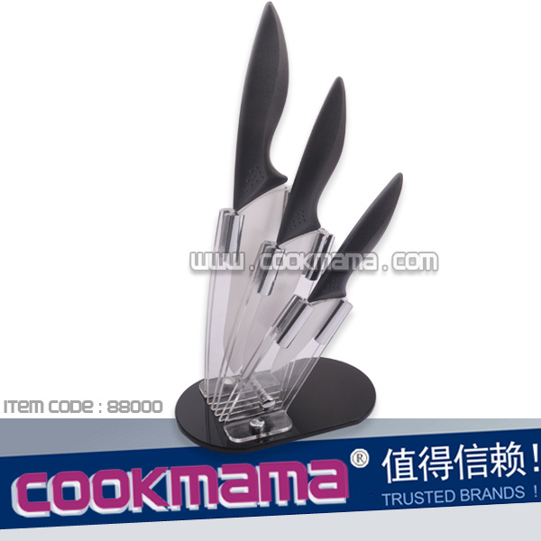 3pcs Ceramic Knife set with acrylic stand/block