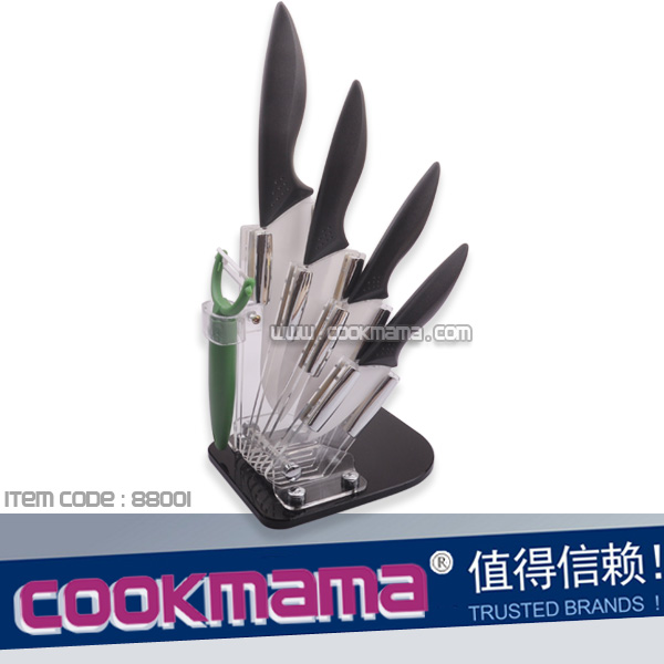 5pcs Ceramic Knife set with acrylic stand/block and ceramic peeler