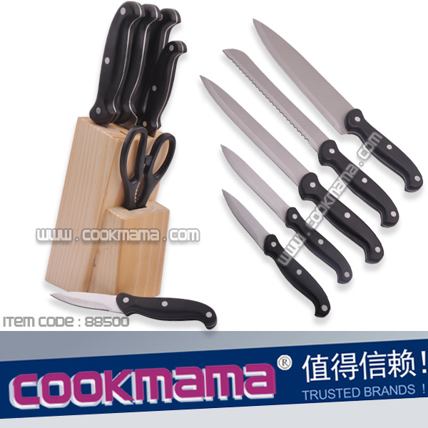 6pcs bakelite handle knife set with wooden block
