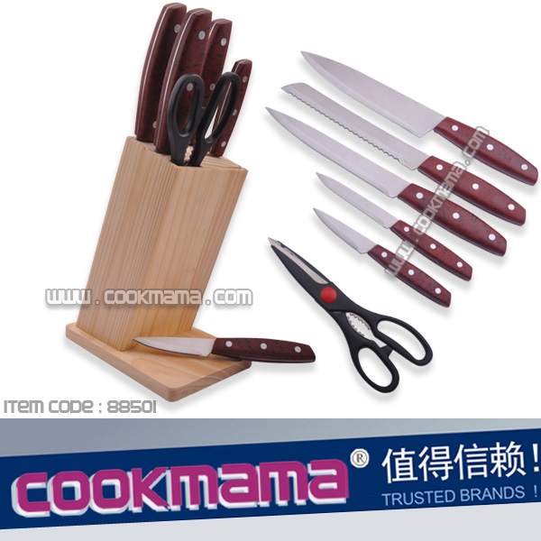6pcs bakelite handle knife set with wooden block