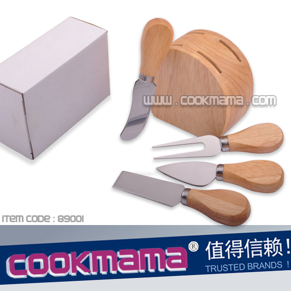 5pcs cheese tools with woodend block