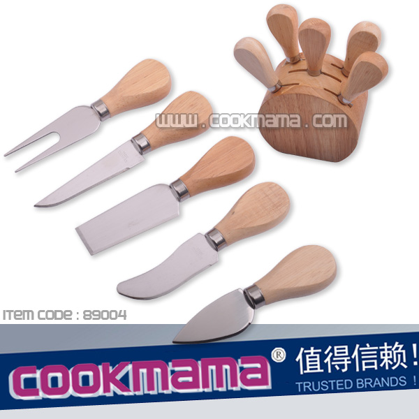 6pcs cheese tools set with woodend block