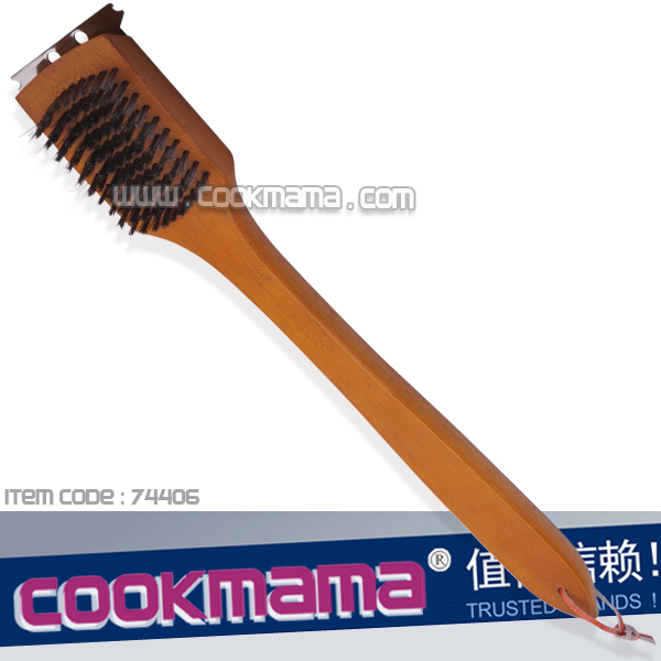 18"(46cm)wood handle grill cleaning brush