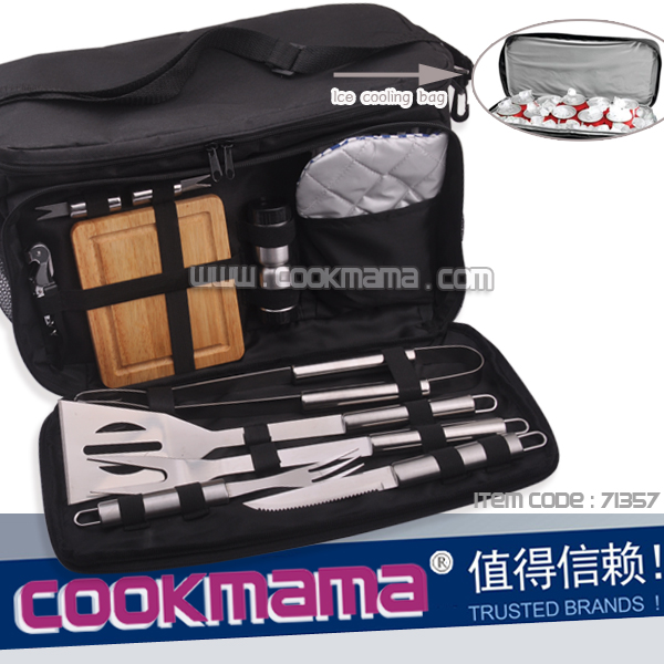 12-Piece BBQ tool Set with Built-In ice Cooler Bag