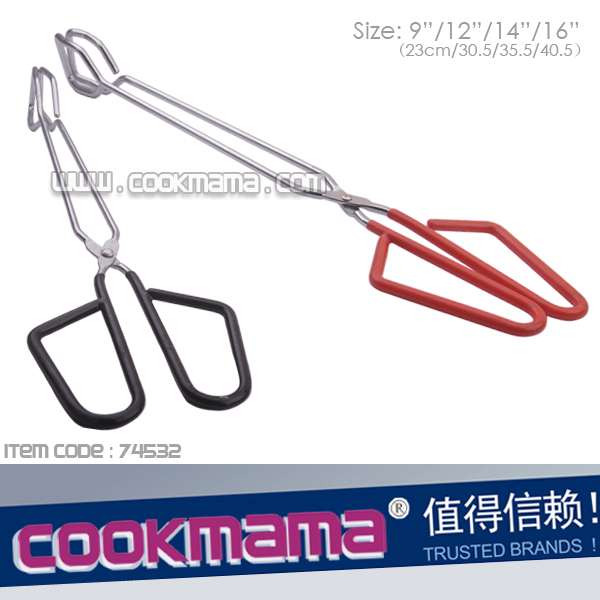 chrome plated food tongs with PVC handle