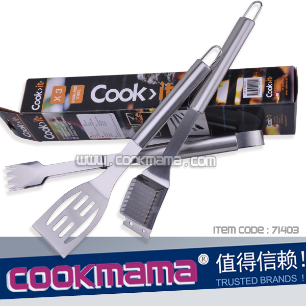 3pcs stainless steel handle bbq tool set @ COOK IT