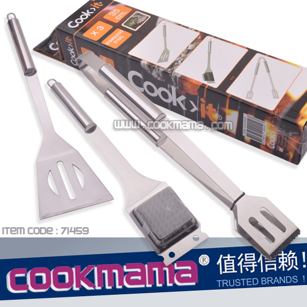 3pcs stainless steel handle bbq tool set @ COOK IT