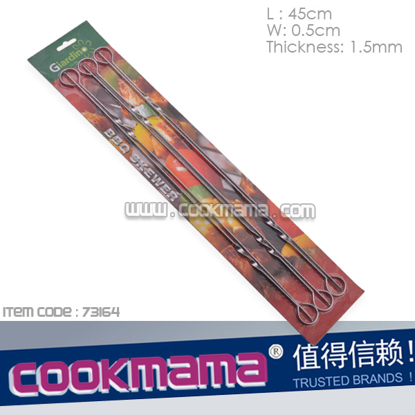 6pcs 45cm BBQ Skewers set with carry Blister card
