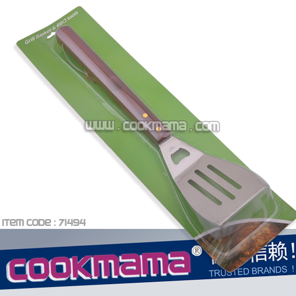 wood handle barcecue spatula,bbq spatula with blister card