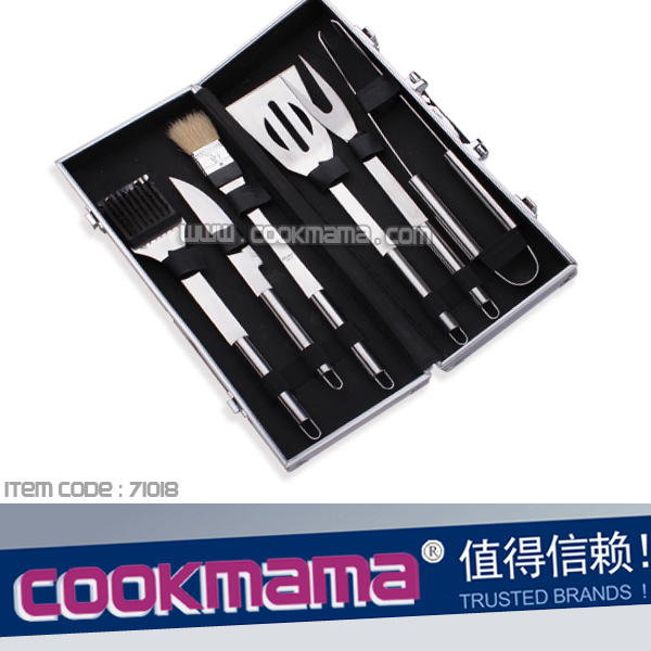 6pcs barbeque tool set with aluminum case,barbecue,,bbq tool with tube handle