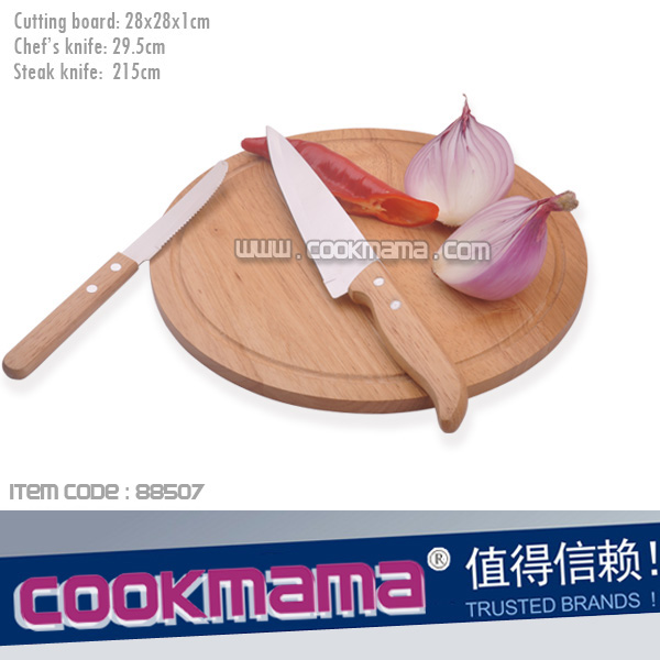 knife set with round cutting board,square cutting board