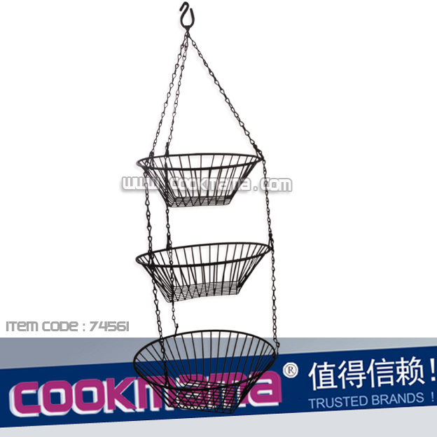 hanging basket,3-tier wire hanging basket,3 tier hanging fruit basket,Non-stick